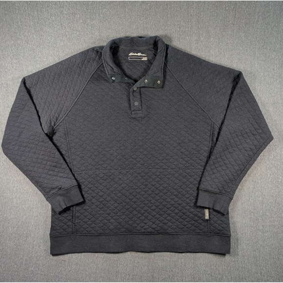 Eddie Bauer Other - EDDIE BAUER Pullover 1/4 Snap Mock Quilted Black Sz XL Sweater Midweight EUC